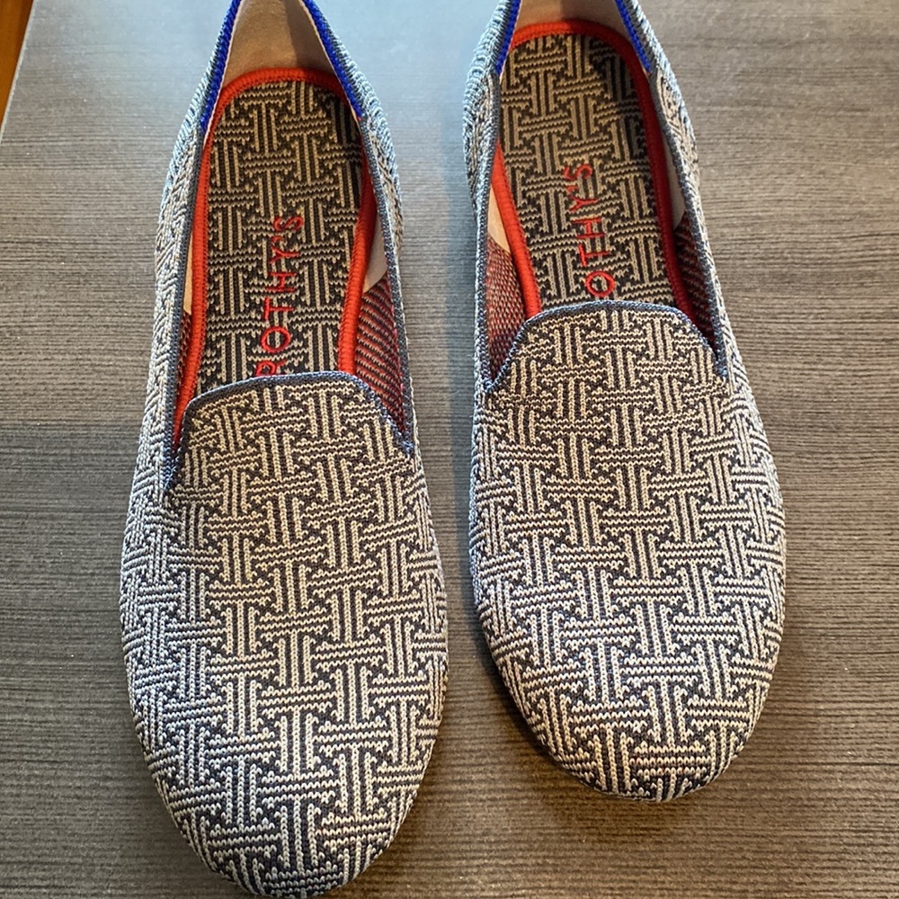 Rothys Womens Size 9.5 Charcoal Grid Loafer Slip On